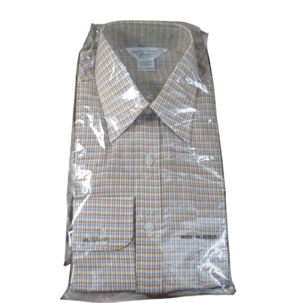 Men's Vintage Plaid Button-Down Shirt By Twenty Three Collection  Size 15-15.5